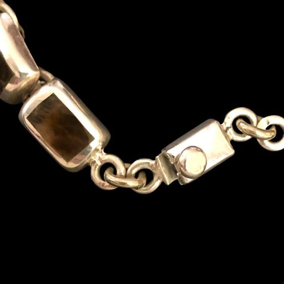 TAXCO Sterling Silver Tigers Eye Link Bracelet - Picture 4 of 7
